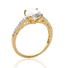 Bague solitaire accompagné Plaqué or et zirconium