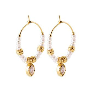 Boucles créoles plaqué or avec perles 2