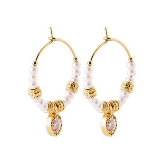 Boucles créoles plaqué or avec perles 2