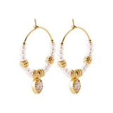 Boucles créoles plaqué or avec perles 2