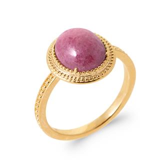 Bague Plaqué or et rhodonite