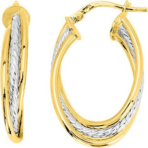Créoles en or 18 ct jaune blanc