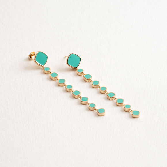 Boucles d'oreilles Gioia en email turquoise