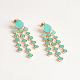 Boucles d'oreilles Alba avec email turquoise