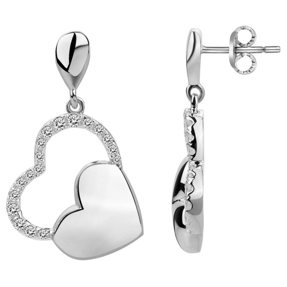 Boucles coeurs argent et zirconium