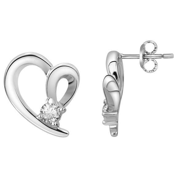 Boucles coeurs 2 argent et zirconium