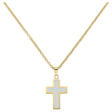 Collier croix en acier et IP jaune