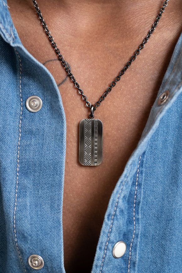 Collier Emilien en acier IP noir vintage