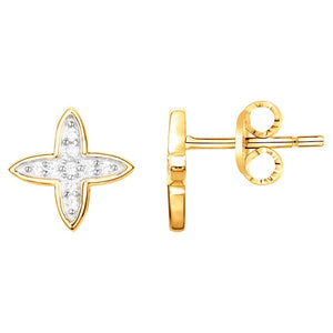 Boucles clous Fleurs zirconium en plaque or
