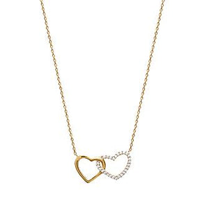 collier coeur en plaqué or et zirconium