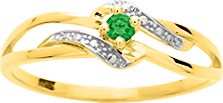 Bague bicolore en or 9ct avec emeraude et zirconiums