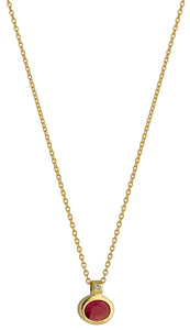 Collier or jaune 18ct avec Rubis ovale et diamant 353-21