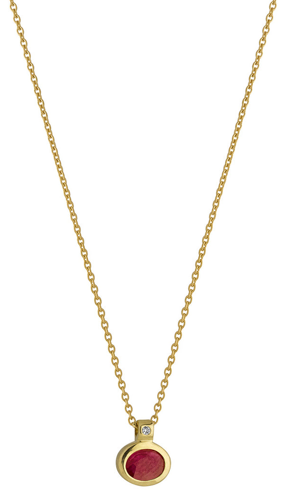 Collier or jaune 18ct avec Rubis ovale et diamant 353-21