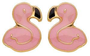 Boucles d'oreilles flamant rose en or 9ct