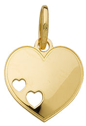 Pendentif coeurs avec 2 coeurs ajourés en or jaune 18ct 360-347