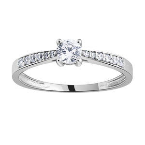 Solitaire accompagné en Or blanc 18CT et zirconium 304-78