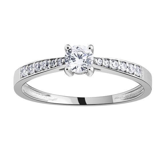 Solitaire accompagné en Or blanc 18CT et zirconium 304-78