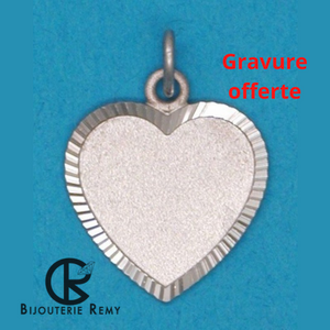 Pendentif Coeur strié en argent 660-1461