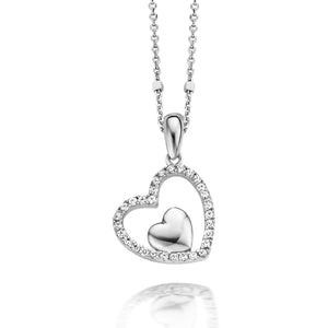 Collier coeurs en argent et zirconium B3C06