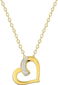 Collier coeur en plaqué or avec zirconiums