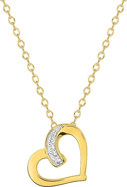 Collier coeur en plaqué or avec zirconiums