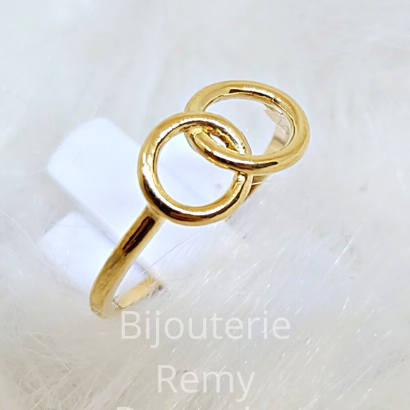Bague double anneau en or jaune 18ct 310-9