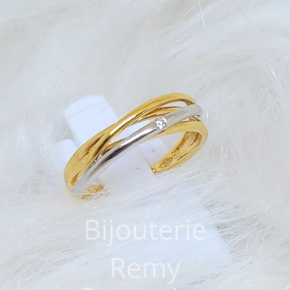 Bague bicolore en or 18ct et diamants 325-160