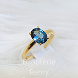 Bague or jaune 18 ct avec Topaze London Blue 317-96