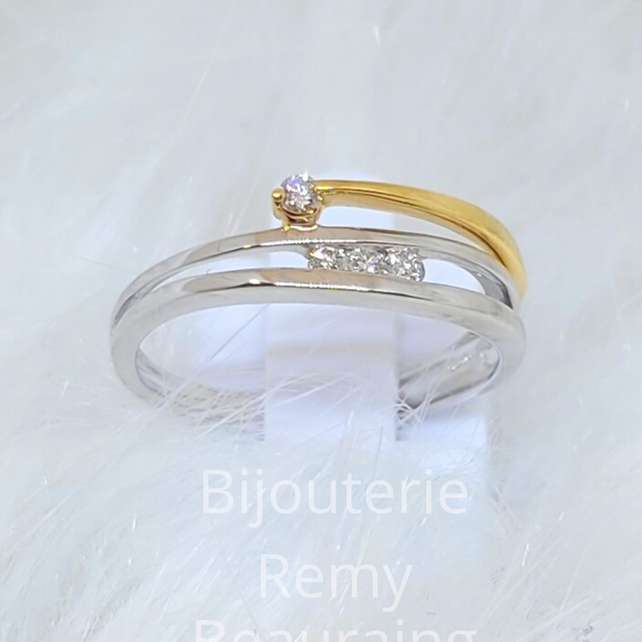Bague bicolore en or 18ct et diamants 325-107