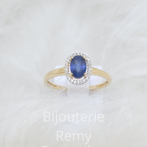 Bague en or jaune 18 ct Saphir et diamants 317-88