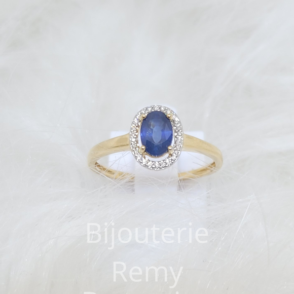 Bague en or jaune 18 ct Saphir et diamants 317-88
