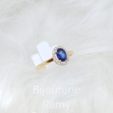Bague en or jaune 18 ct Saphir et diamants 317-88