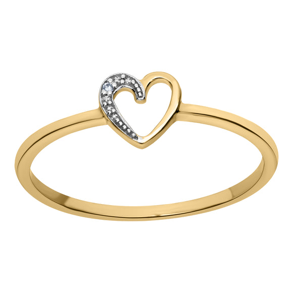 Bague coeur bicolore en or jaune 9ct et diamant 425-23