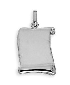 Pendentif parchemin en or blanc 9ct