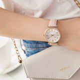 Carlie acier cuir rose