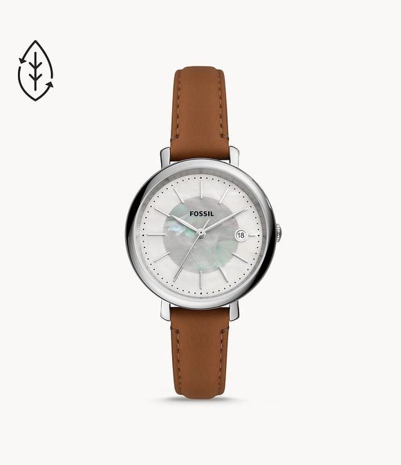 Montre Jacqueline solaire cuir brun écoresponsable