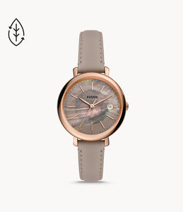 Montre Jacqueline solaire taupe avec cuir écoresponsable