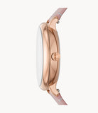 Montre Jacqueline solaire rose avec cuir écoresponsable