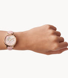 Montre Jacqueline solaire rose avec cuir écoresponsable