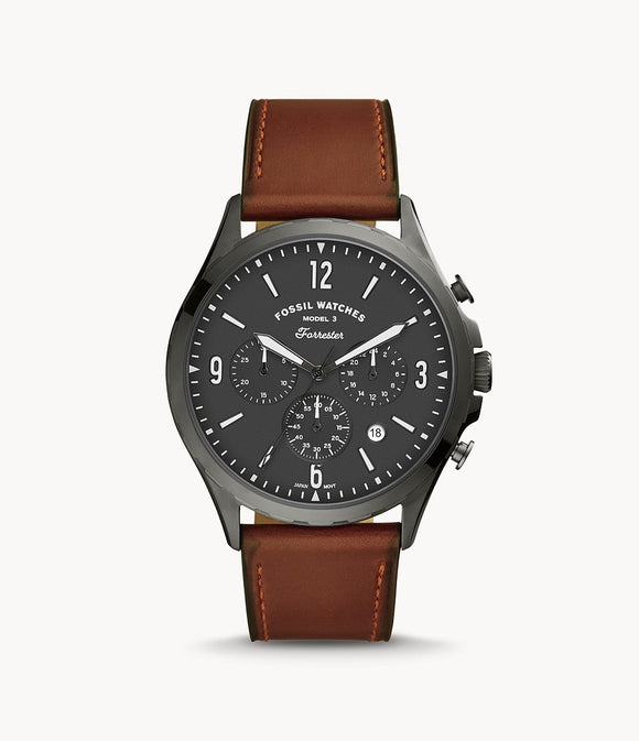 Chrono Forrester gunmetal cuir marron