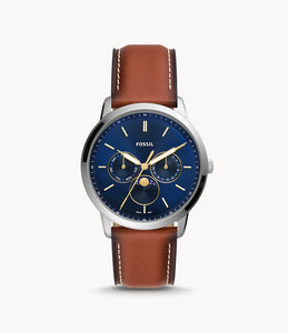 Chrono Neutra multifonction avec phase lunaire sur cuir