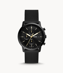 Chrono Minimaliste noire maille milanaise