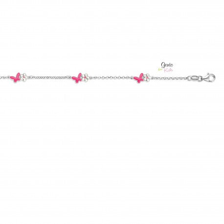 Bracelet fleurs en argent et email