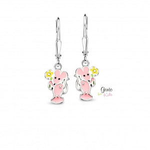Boucles souris en argent et email GK562