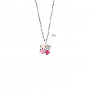 Collier trèfle en argent et email avec zirconium