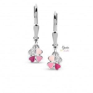 Boucles trèfles en argent et email avec zirconiums GK574