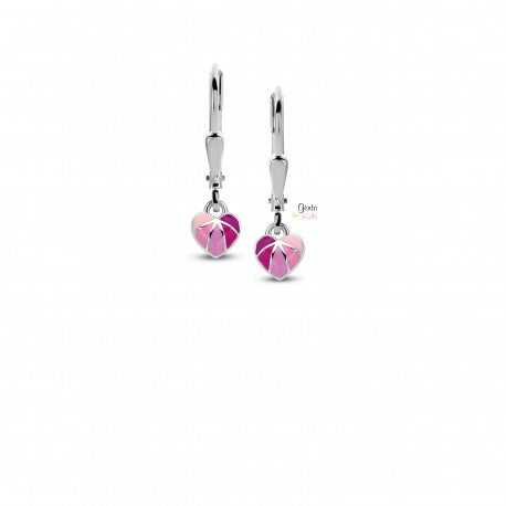 Boucles coeurs en argent et email GK615