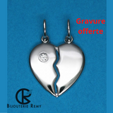 Pendentif Coeur à partager avec zirconium en argent
