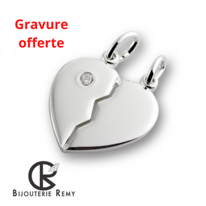 Pendentif Coeur à partager avec zirconium en argent