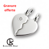 Pendentif Coeur à partager avec zirconium en argent